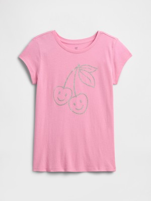 Gap Kız Çocuk Pembe Grafik Baskılı T-Shirt