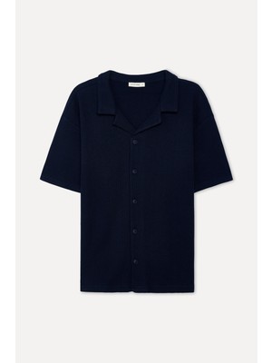 Mudo Erkek Lacivert Comfort Fit Kısa Kollu Gömlek