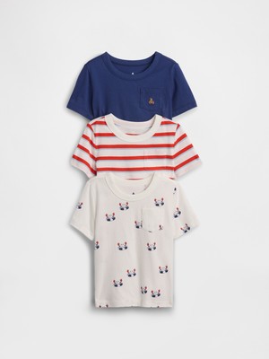 Gap Erkek Bebek Çok Renkli Mix & Match Cep T-Shirt (3’lü)