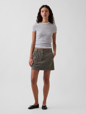 Gap Kadın Haki High Rise Mini Utility Etek
