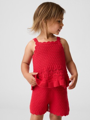 Gap Kız Bebek Kırmızı Kroşe Kenar Kolsuz Bluz