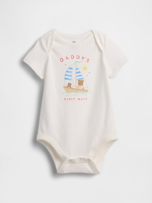Gap Bebek Krem First Favorites Organik Pamuk Grafik Baskılı Bodysuit