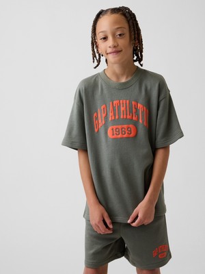 Gap Erkek Çocuk Haki Fransız Havlu Kumaş Kısa Kollu Sweatshirt
