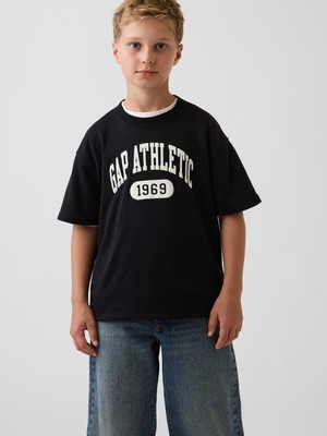 Gap Erkek Çocuk Siyah Fransız Havlu Kumaş Kısa Kollu Sweatshirt
