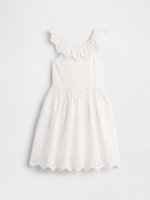 Gap Kız Bebek Beyaz Dantel Detaylı Fırfır Elbise