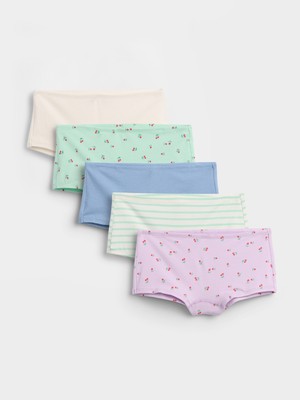 Gap Kız Çocuk Çok Renkli Organik Stretch Pamuk Hipster Külot Seti (5'li)