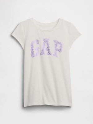 Gap Kız Çocuk Kırık Beyaz Grafik Baskılı T-Shirt