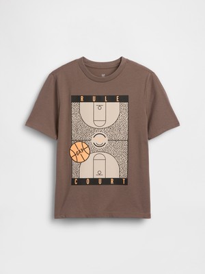 Gap Erkek Çocuk Kahverengi Grafik Baskılı T-Shirt