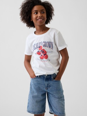 Gap Kız Çocuk Beyaz Grafik Baskılı T-Shirt