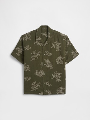 Gap Erkek Çocuk Haki Kids Textured Vacay Gömlek