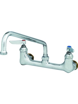 Vuralsin38 T&s B-0231-CC Duvara Monte Çift Kiler Musluğu, 8 Inç Merkezli, 30 cm Salıncak Nozulu ve 1/2 Inç Npt Erkek Girişleri