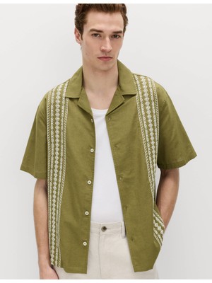 Marks & Spencer Relaxed Fit Pamuk Karışımlı Kısa Kollu Gömlek