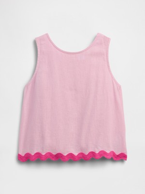 Gap Kız Çocuk Açık Pembe Keten Karışımlı Kolsuz Bluz