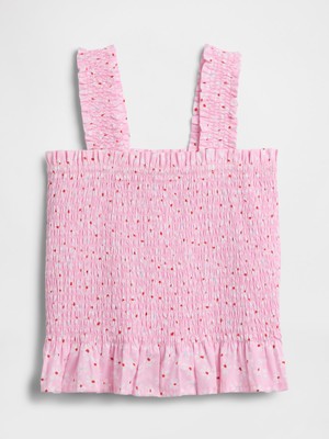 Gap Kız Çocuk Pembe Smocked Peplum Bluz