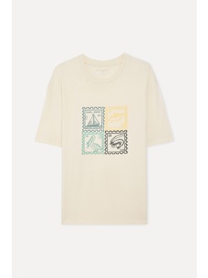 Mudo Erkek Taş Rengi Comfort Fit Kısa Kol T-Shirt Günlük Pamuklu Baskılı Stil