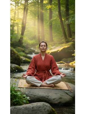 Taraaura Wellness %100 Pamuk 4 Katlı Müslin Kimono – Yoga, Spa, Plaj ve Günlük Kullanım