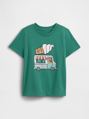 Gap Erkek Bebek Yeşil Grafik Baskılı T-Shirt