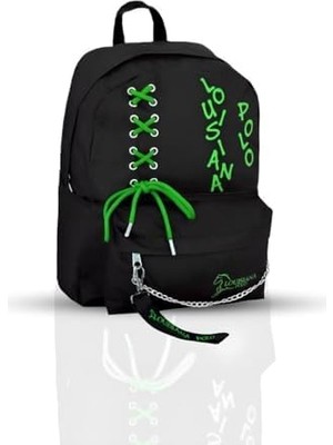 Vuralsin38 Polo Laptop Bölmeli Okul Çantası Siyah Yeşil 1141