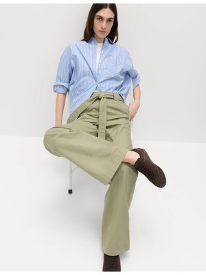Marks & Spencer Saf Pamuklu Kemerli Düz Paça  Pantolon