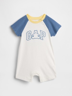 Gap Bebek Beyaz Baby Logo Kısa Kol Tulum