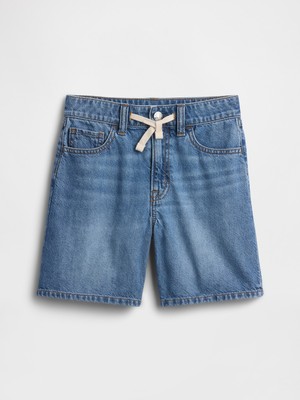 Gap Kız Çocuk Mavi Mid Rise Drawstring Denim Şort