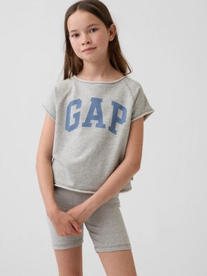 Gap Kız Çocuk Gri Vintagesoft Terry Raglan Grafik Baskılı Sweatshirt