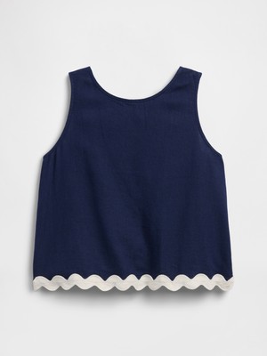 Gap Kız Çocuk Koyu Mavi Keten Karışımlı Bluz