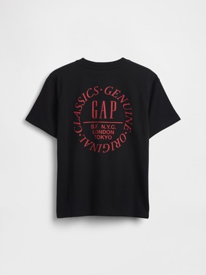 Gap Erkek Çocuk Siyah Relaxed Grafik Logo T-Shirt