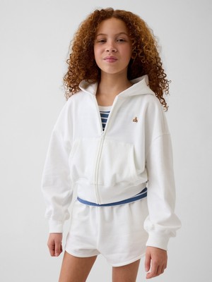 Gap Kız Çocuk Beyaz Vintagesoft Terry Wedge Fermuarlı Sweatshirt