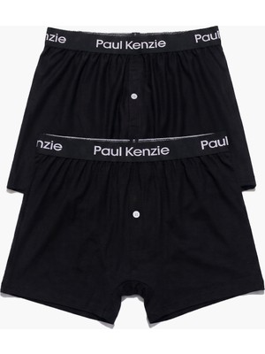 Paul Kenzie 2'li Erkek Boxer Şort - Button Fly Blackish