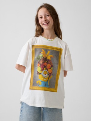 Gap Kız Çocuk Beyaz Kids Minions Oversized Tunik T-Shirt