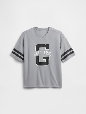 Gap Erkek Çocuk Gri Relaxed Mesh Soccer T-Shirt