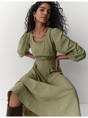 Marks & Spencer Midi Büzgü Detaylı Elbise