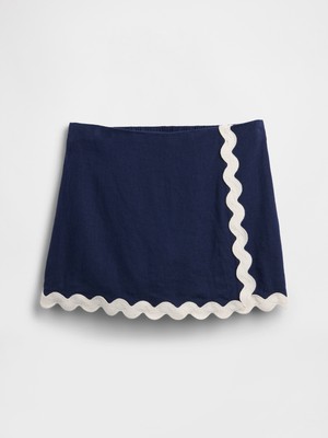 Gap Kız Çocuk Lacivert Pull-On Keten Karışımlı Şort Etek