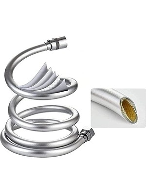 Vuralsin38 Gri Paslanmaz Kopmaz Patlamaz Kaliteli Pvc Duş Hortumu - Yüksek Kaliteli Lüx Duş Spirali - Tüm Duş Setleri/duş Başlıkları ile Uyumlu (G1/2) - 150CM