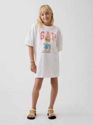 Gap Kız Çocuk Beyaz Kids Oversized Gap Logo T-Shirt Elbise