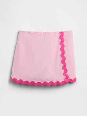 Gap Kız Çocuk Açık Pembe Pull-On Keten Karışımlı Şort Etek