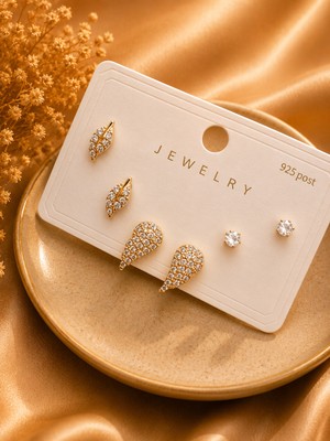 Jammy Jewerly 6'lı Kanat ve Taş Detaylı Küpe Seti