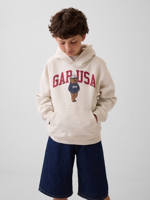 Gap Erkek Çocuk Bej Vintagesoft Relaxed Brannan Bear Logo Sweatshirt