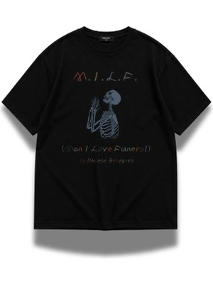 Fuddy Moda Unisex Man I Love Funeral Baskılı T-Shirt, Oversize M.ı.l.f Phoebe Bridgers Baskılı Tişört
