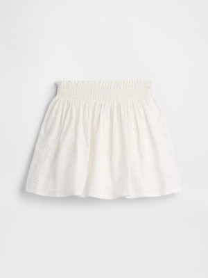 Gap Kız Çocuk Beyaz Pull-On Smocked Etek