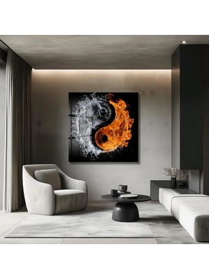 GLAZELLA Ateş ve Su Dengesi: Dinamik Yin Yang Cam Tablo
