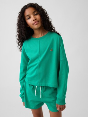 Gap Kız Çocuk Yeşil Heavyweight Oversized Seam T-Shirt
