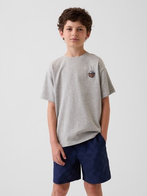 Gap Erkek Çocuk Gri Heavyweight Relaxed Gap Logo T-Shirt