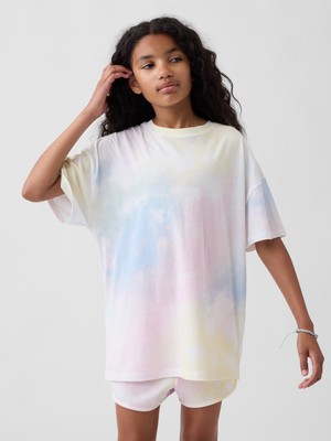 Gap Kız Çocuk Çok Renkli Tie-Dye Oversized T-Shirt