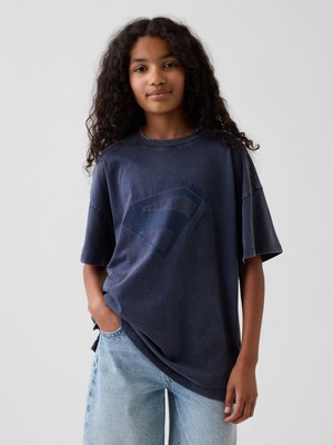 Gap Kız Çocuk Lacivert Superman Oversized T-Shirt