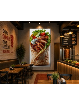 Othello Art Tavuk Döner Wrap Kanvas Tablo | Fast Food ve Restoran Dekorasyonu Için Modern Duvar Tablosu