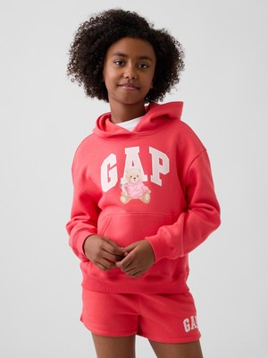Gap Kız Çocuk Açık Kırmızı Relaxed Gap Logo Fransız Havlu Kumaş Sweatshirt