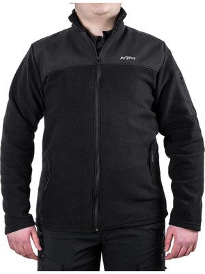 Outdoor Polar Ceket Siyah - Sıcak Tutan Polar - Softshell Omuz - Fermuarlı Cep S
