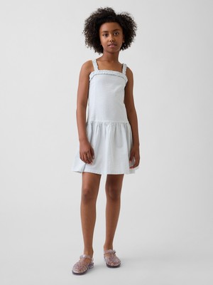 Gap Kız Çocuk Açık Mavi Drop-Waist Elbise